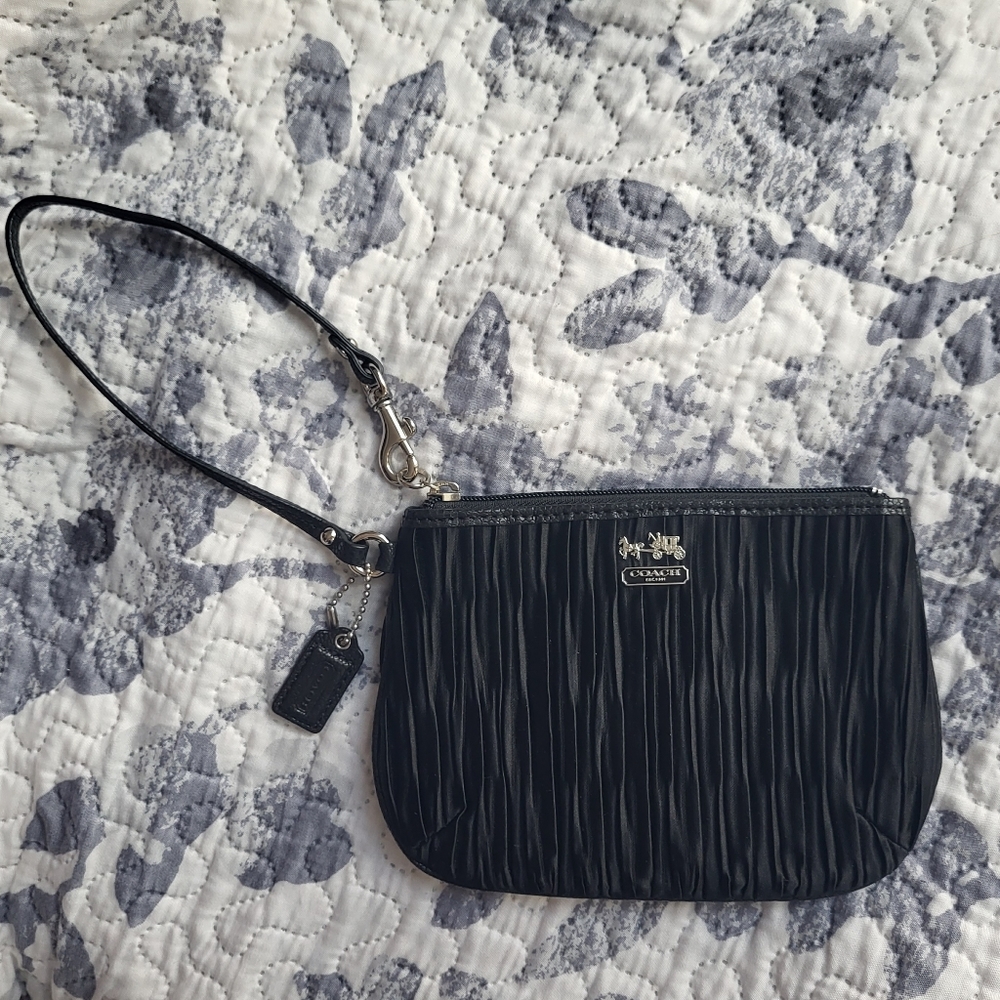 Coach Brand New Black Wristlet with Ruching